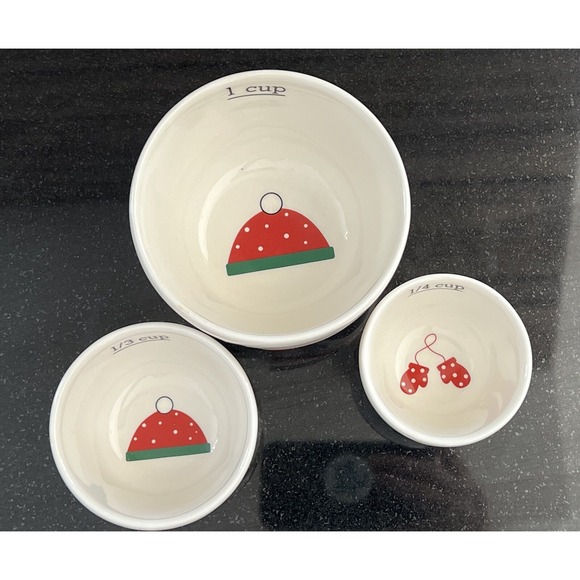 Snowman Measuring Cup‎ Set by Sur La Table Nesting Bowls Snowman Face Set of 3 - Picture 4 of 10